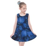 Dark Blue Abstract Pattern Kids  Summer Dress