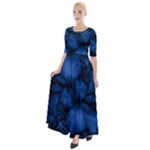 Dark Blue Abstract Pattern Half Sleeves Maxi Dress