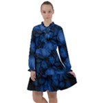 Dark Blue Abstract Pattern All Frills Chiffon Dress