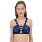 Dark Blue Abstract Pattern Cage Up Bikini Top