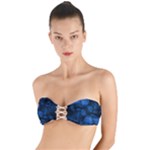 Dark Blue Abstract Pattern Twist Bandeau Bikini Top