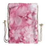 Blush Pink Watercolor Flowers Drawstring Bag (Large)