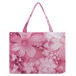 Blush Pink Watercolor Flowers Zipper Medium Tote Bag