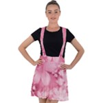 Blush Pink Watercolor Flowers Velvet Suspender Skater Skirt
