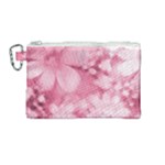 Blush Pink Watercolor Flowers Canvas Cosmetic Bag (Medium)