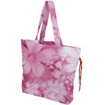 Blush Pink Watercolor Flowers Drawstring Tote Bag