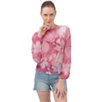 Blush Pink Watercolor Flowers Banded Bottom Chiffon Top