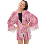 Blush Pink Watercolor Flowers Long Sleeve Kimono