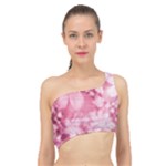 Blush Pink Watercolor Flowers Spliced Up Bikini Top 