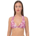 Blush Pink Watercolor Flowers Double Strap Halter Bikini Top