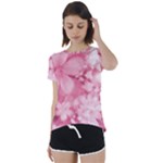 Blush Pink Watercolor Flowers Short Sleeve Foldover Tee