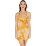 Saffron Yellow Watercolor Floral Print Bodycon Dress