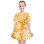 Saffron Yellow Watercolor Floral Print Kids  Smock Dress