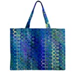 Boho Blue Wildflower Print Zipper Mini Tote Bag