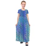 Boho Blue Wildflower Print Kids  Short Sleeve Maxi Dress