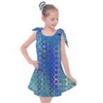 Boho Blue Wildflower Print Kids  Tie Up Tunic Dress