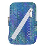 Boho Blue Wildflower Print Belt Pouch Bag (Large)