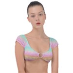 Boho Retro Pastel Floral Pattern Cap Sleeve Ring Bikini Top