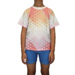 Abstract Floral Print Kids  Short Sleeve Swimwear