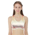 Abstract Floral Print Sports Bra with Border