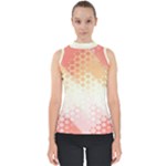 Abstract Floral Print Mock Neck Shell Top