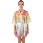 Abstract Floral Print Half Sleeve Satin Kimono 