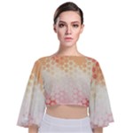 Abstract Floral Print Tie Back Butterfly Sleeve Chiffon Top