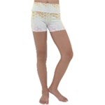 Abstract Floral Print Kids  Lightweight Velour Yoga Shorts