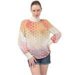 Abstract Floral Print High Neck Long Sleeve Chiffon Top