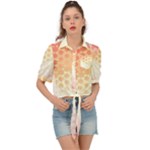 Abstract Floral Print Tie Front Shirt 