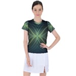 Abstract Green Stripes Women s Sports Top
