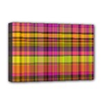 Pink Yellow Madras Plaid Deluxe Canvas 18  x 12  (Stretched)