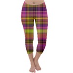 Pink Yellow Madras Plaid Capri Winter Leggings 