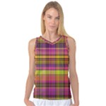 Pink Yellow Madras Plaid Women s Basketball Tank Top