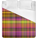 Pink Yellow Madras Plaid Duvet Cover (King Size)