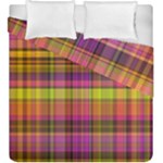 Pink Yellow Madras Plaid Duvet Cover Double Side (King Size)
