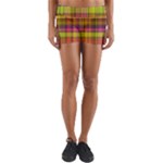 Pink Yellow Madras Plaid Yoga Shorts