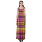 Pink Yellow Madras Plaid Empire Waist Maxi Dress