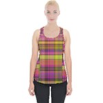 Pink Yellow Madras Plaid Piece Up Tank Top