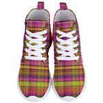 Pink Yellow Madras Plaid Women s Lightweight High Top Sneakers