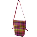 Pink Yellow Madras Plaid Folding Shoulder Bag