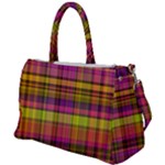 Pink Yellow Madras Plaid Duffel Travel Bag