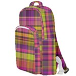 Pink Yellow Madras Plaid Double Compartment Backpack