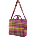 Pink Yellow Madras Plaid Square Shoulder Tote Bag