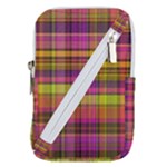 Pink Yellow Madras Plaid Belt Pouch Bag (Small)