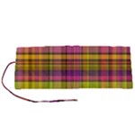 Pink Yellow Madras Plaid Roll Up Canvas Pencil Holder (S)