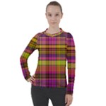 Pink Yellow Madras Plaid Women s Pique Long Sleeve Tee