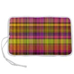 Pink Yellow Madras Plaid Pen Storage Case (S)