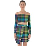 Colorful Madras Plaid Off Shoulder Top with Skirt Set