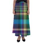 Colorful Madras Plaid Flared Maxi Skirt